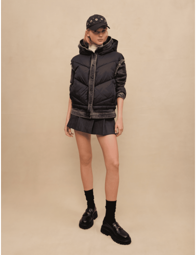 Blouson bi-matière noir
