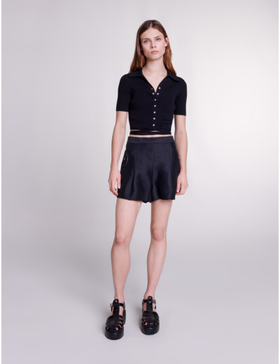 Short en lin ajouré à rivets