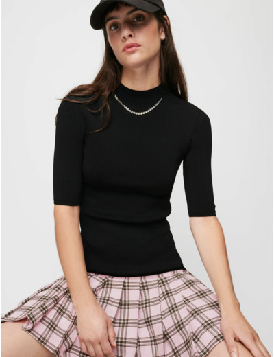 Robe en maille et en laine à carreaux