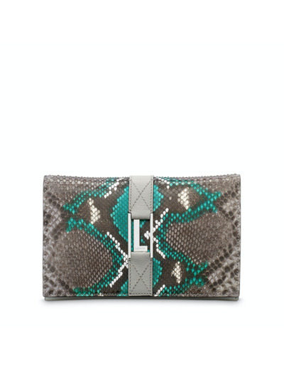 Portefeuille combiné avec porte-cartes zippé amovible - Portefeuille combiné avec porte-cartes zippé amovible - Cuir de vachette grainé façon buffalino et python peint