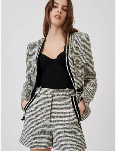 Short façon tweed chiné et contrasté
