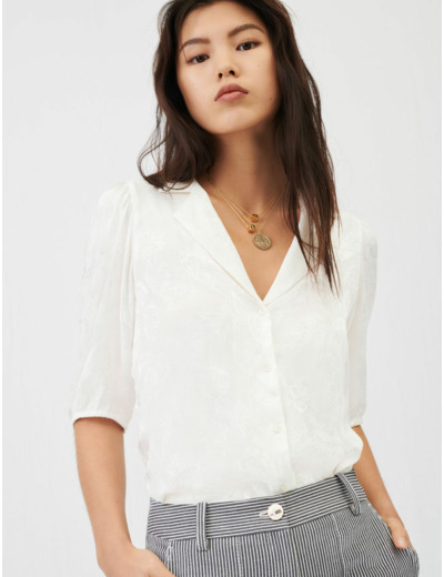 Chemise blanche en jacquard fluide