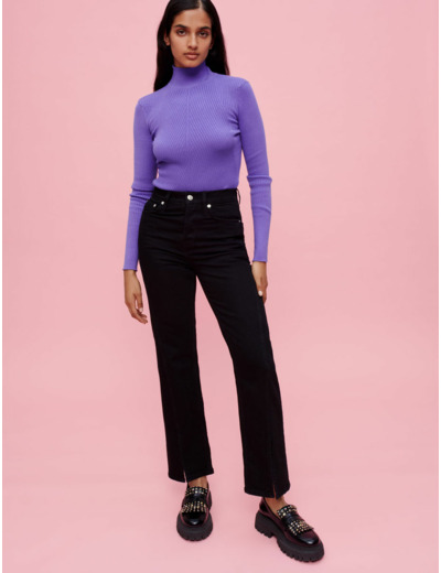 Jean taille haute fendu à l'avant