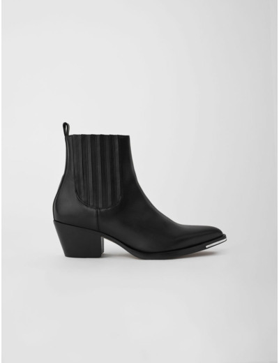 Bottines façon western en cuir