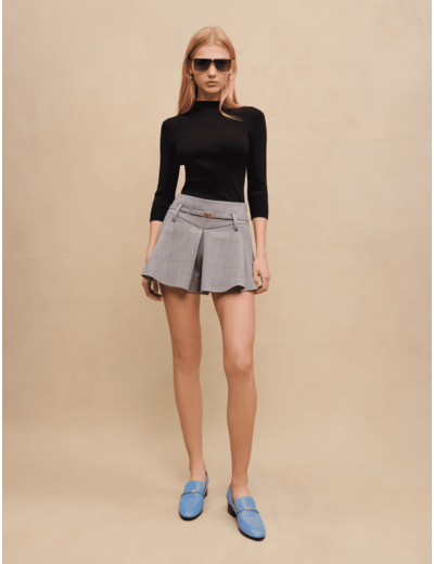 Mini short à carreaux gris
