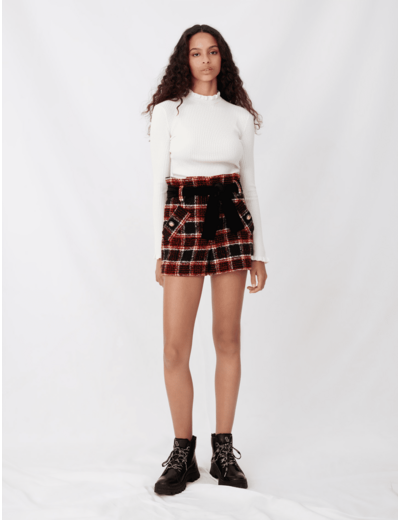 Short à carreaux et ceinture en velours