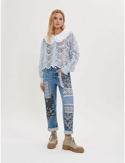 Jean patchwork imprimé