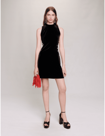 Robe courte en velours à strass