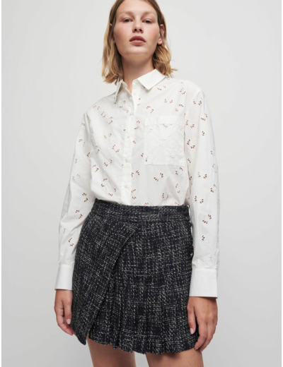 Chemise en popeline brodée et ajourée