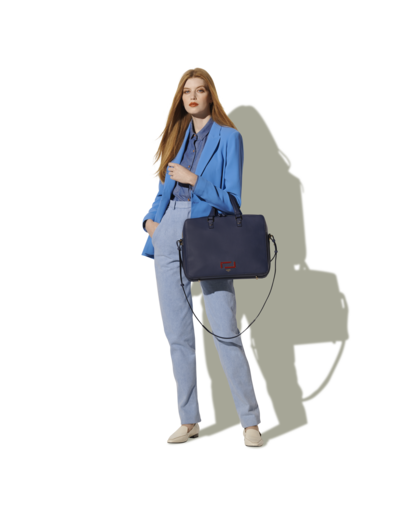 Pia de Lancel - Porte-documents zippé - Grand modèle - Bleu Petrole