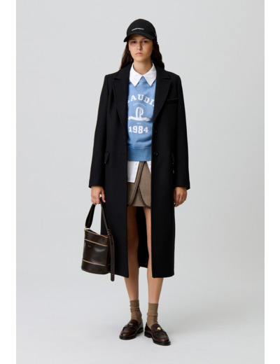 Manteau long droit laine