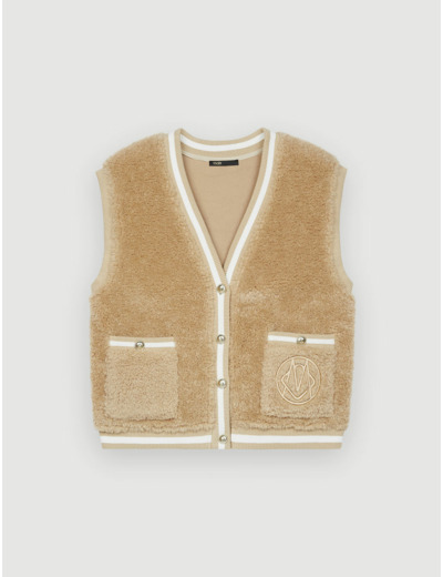 Cardigan sans manches façon fourrure