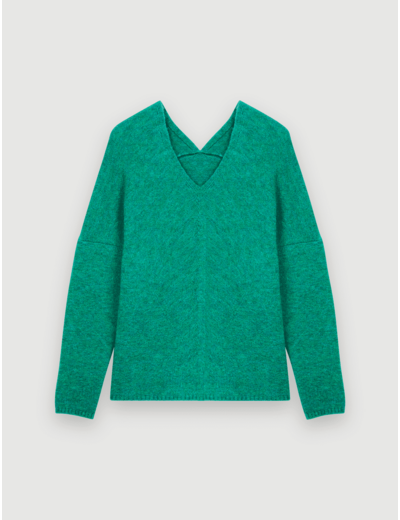 Pull en maille chinée à col V