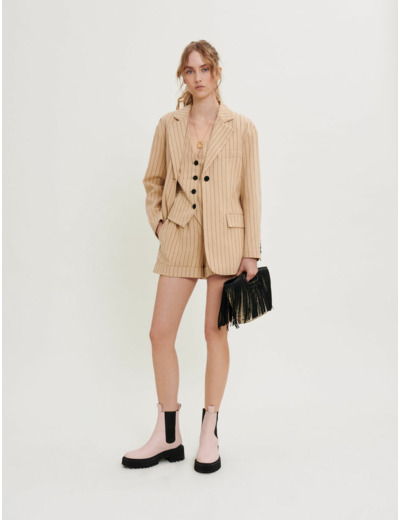 Veste à rayures ceinturée