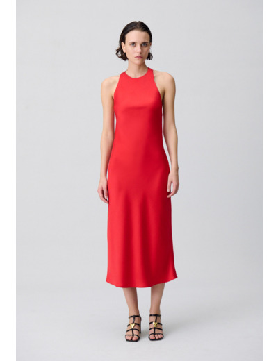 Robe longue satinée dos nu
