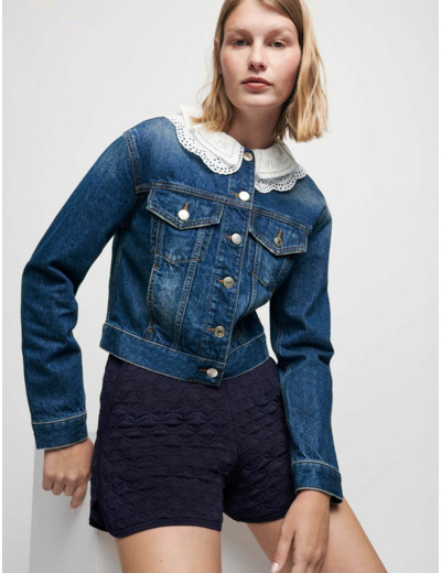 Blouson en jean à col amovible