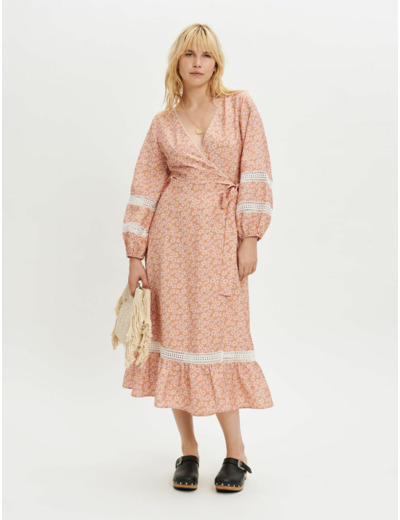Robe portefeuille imprimée à galons