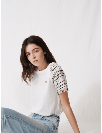 T-shirt à manches courtes façon tweed