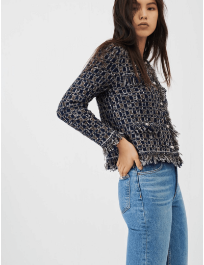 Cardigan en maille lurex et franges