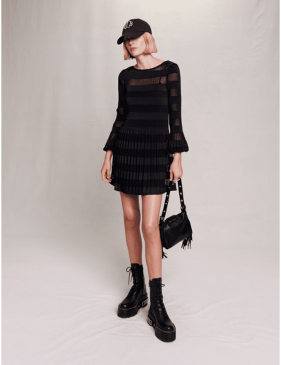 Robe courte en maille ajourée