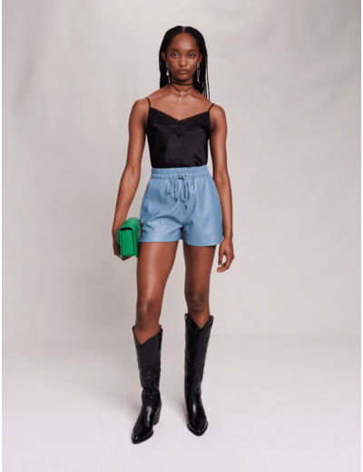 Top en satin de soie et dentelles