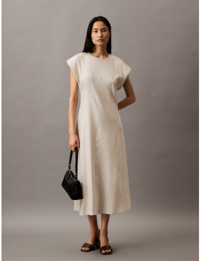 ROBE MIDI EN LIN ÉLASTIQUE