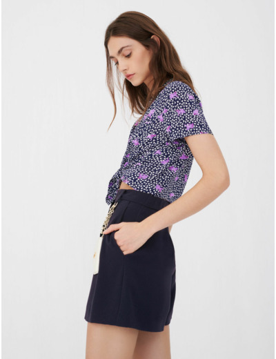 Short basique en crêpe envers satin