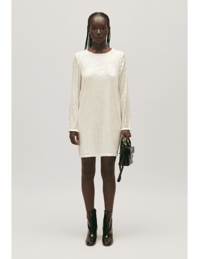 Robe courte Rififi sequins écrue