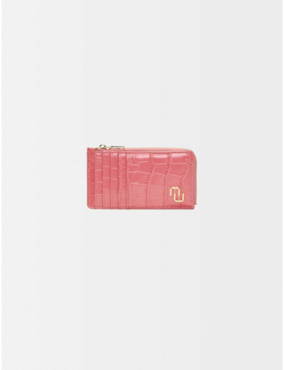 Porte-cartes en cuir embossé croco