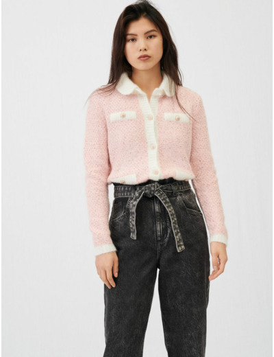 Cardigan en maille fantaisie et lurex