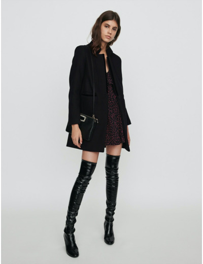 Manteau en drap de laine et velours