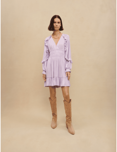 Robe courte satinée à volants