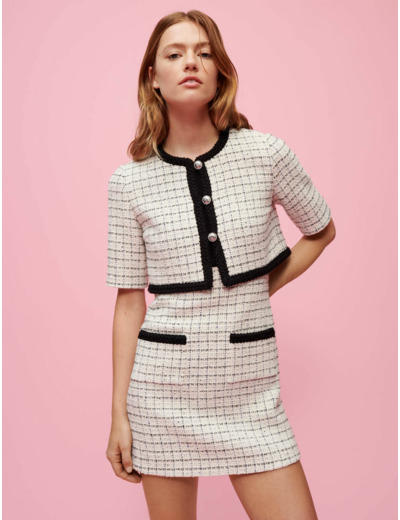Robe trompe l'oeil en tweed chiné