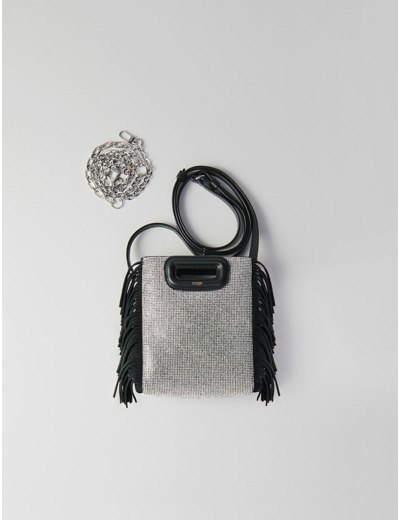 Sac M Mini en suède strassé avec chaîne