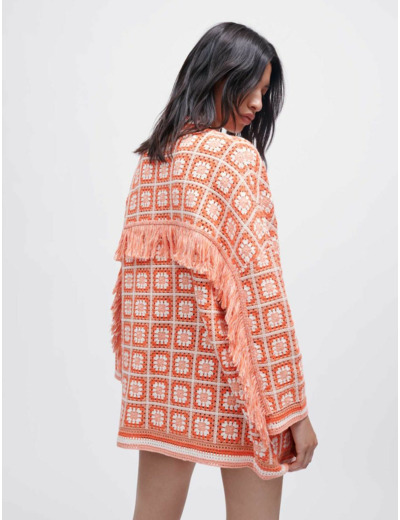 Cardigan en crochet à franges