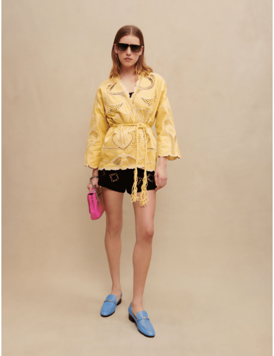 Veste kimono brodée