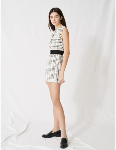 Robe mini ceinturée en tweed