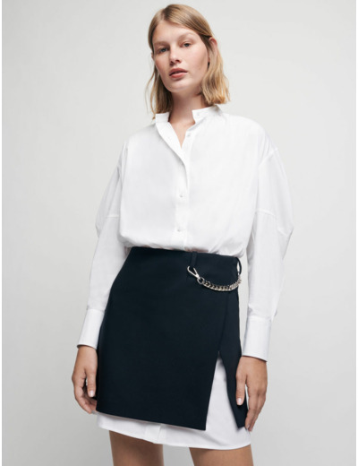 Robe trompe l'œil en crêpe et popeline