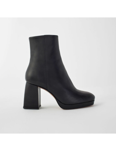 Bottines cuir talon style trapèze