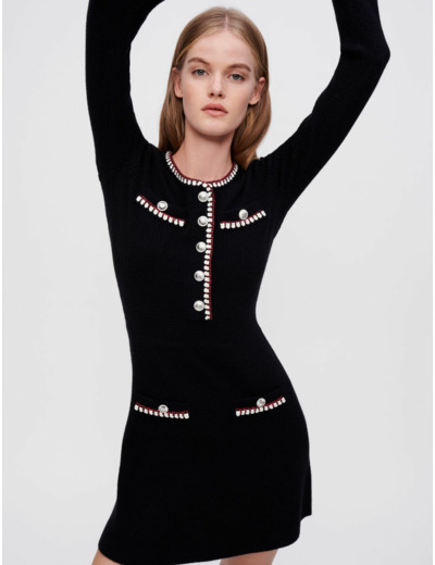 Robe en maille à côtes et à contrastes