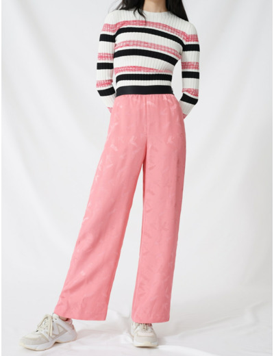 Pantalon palazzo en jacquard satiné