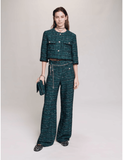 Pantalon large en tweed