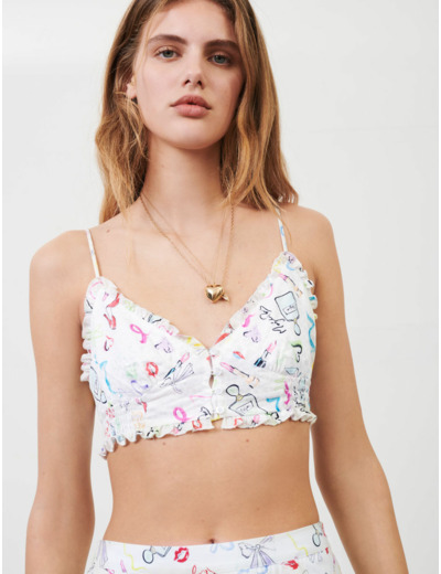 Top façon lingerie en jacquard imprimé