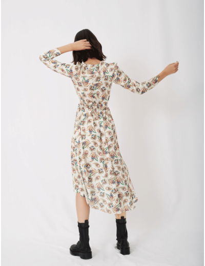 Robe asymétrique en satin imprimé