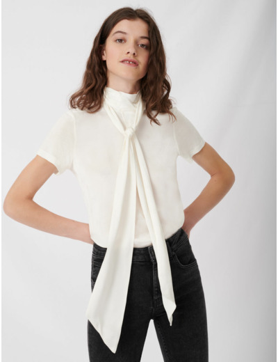 Tee-shirt en satin à monogramme Maje