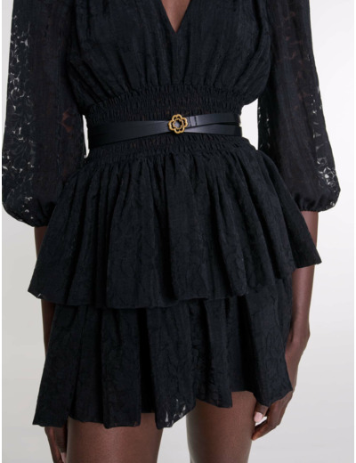 Ceinture fine en cuir double tour