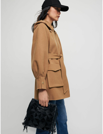 Manteau double face mix laine ceinturé