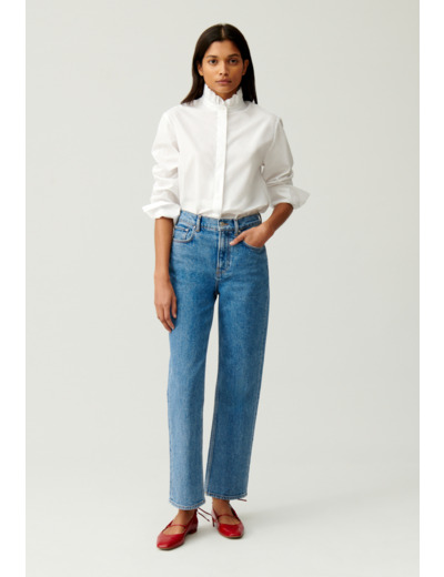 Chemise col volant blanche