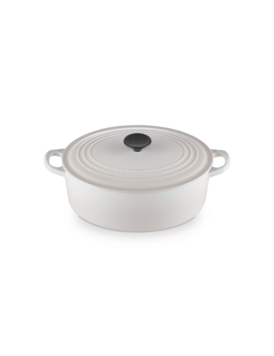 Cocotte ovale 29cm en fonte émaillée meringue