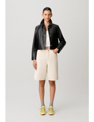 Veste courte cuir noir